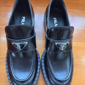 Prada Glossy Black Men's Slip-On Loafers